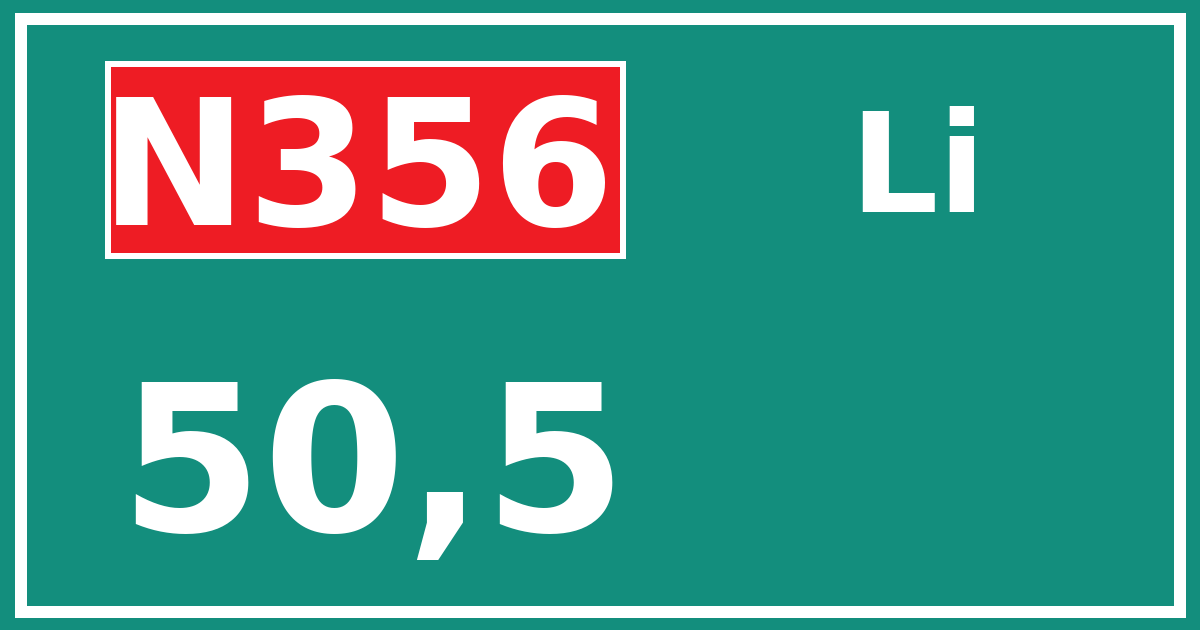 Hectometerbord N356 50,5 zijde Li