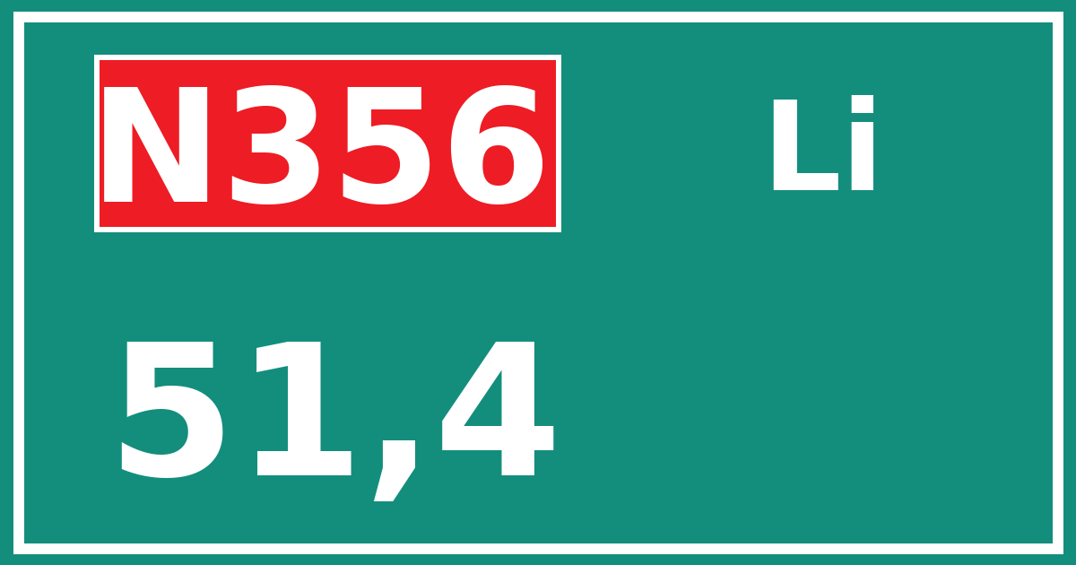 Hectometerbord N356 51,4 zijde Li