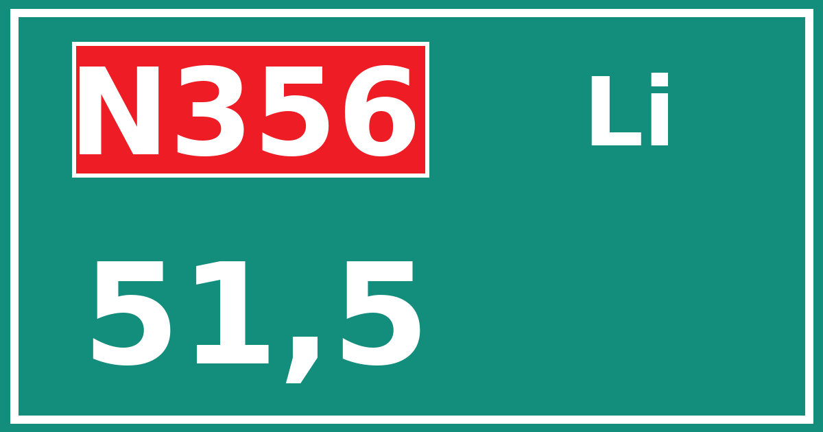 Hectometerbord N356 51,5 zijde Li