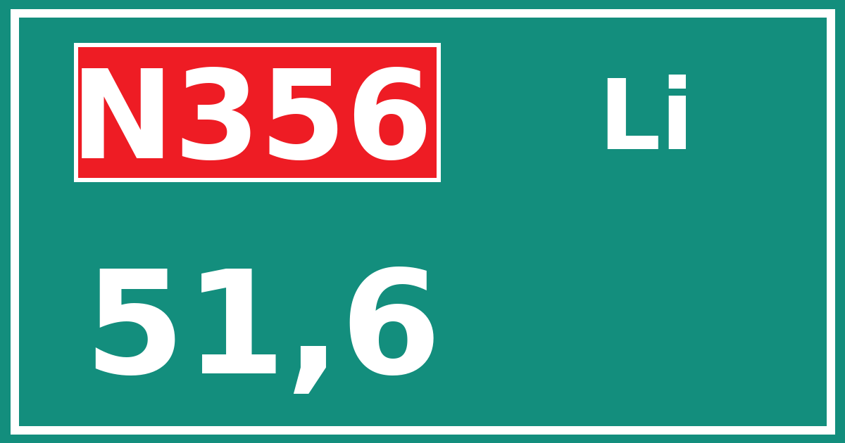 Hectometerbord N356 51,6 zijde Li