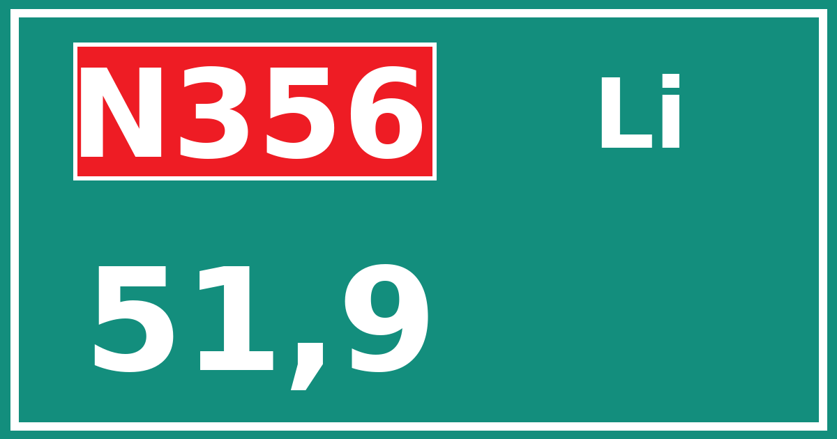Hectometerbord N356 51,9 zijde Li