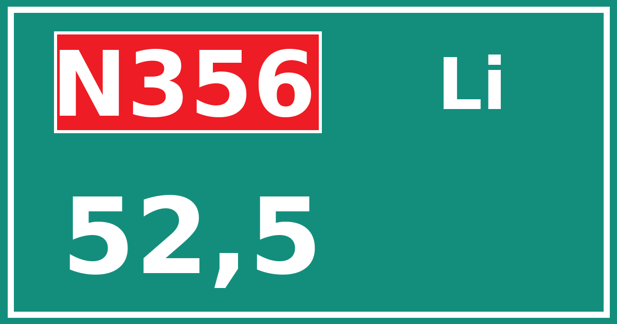 Hectometerbord N356 52,5 zijde Li