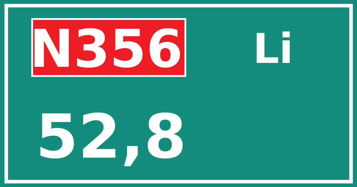 Hectometerbord N356 52,8 zijde Li
