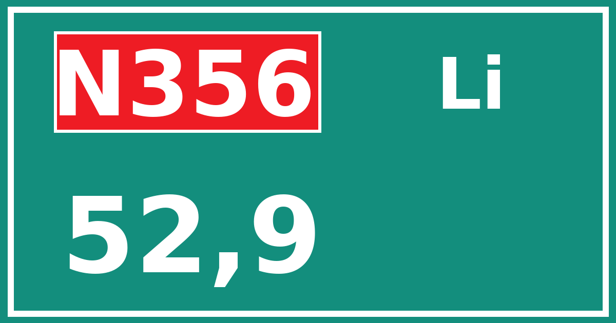 Hectometerbord N356 52,9 zijde Li