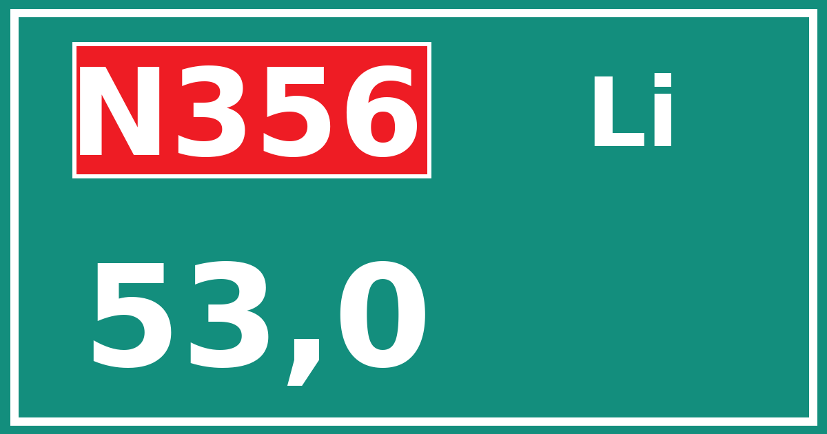 Hectometerbord N356 53,0 zijde Li