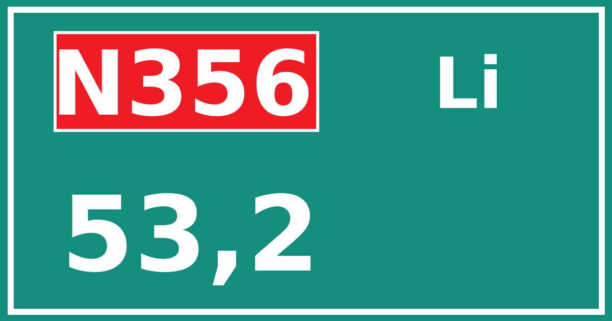 Hectometerbord N356 53,2 zijde Li