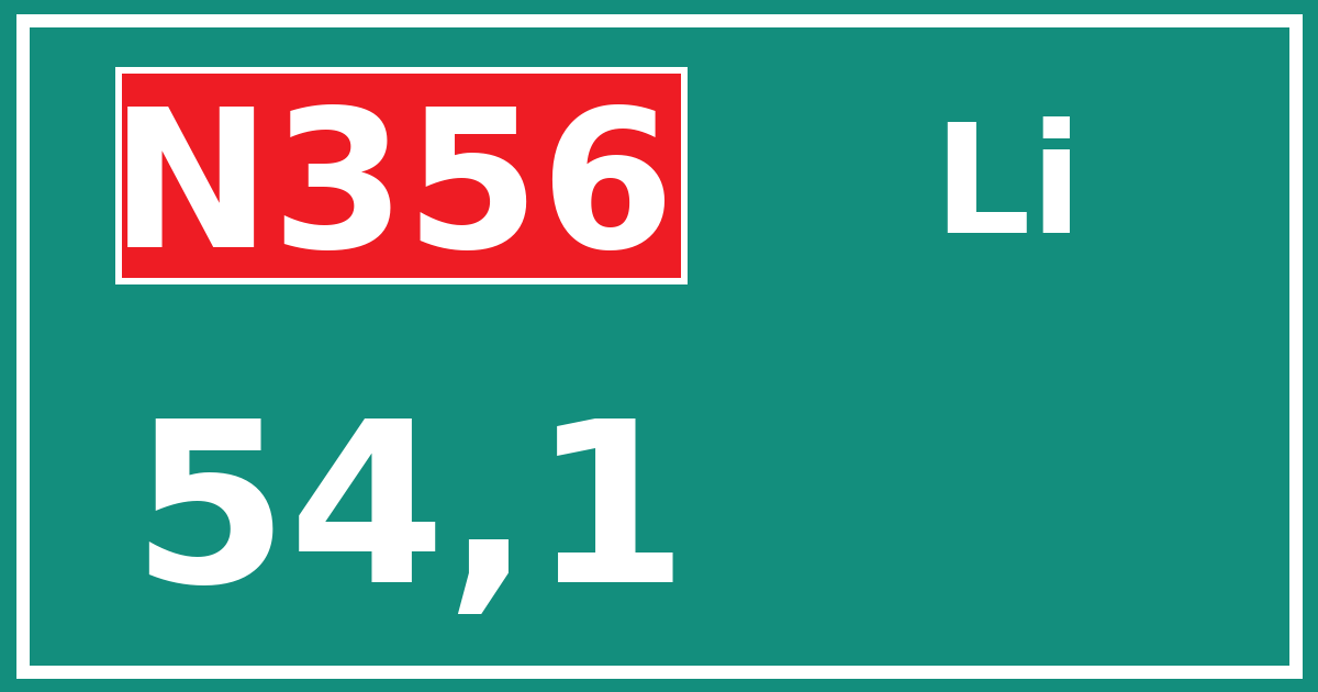 Hectometerbord N356 54,1 zijde Li