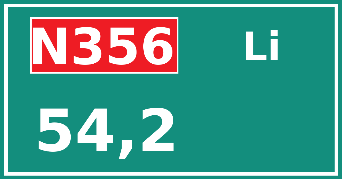 Hectometerbord N356 54,2 zijde Li