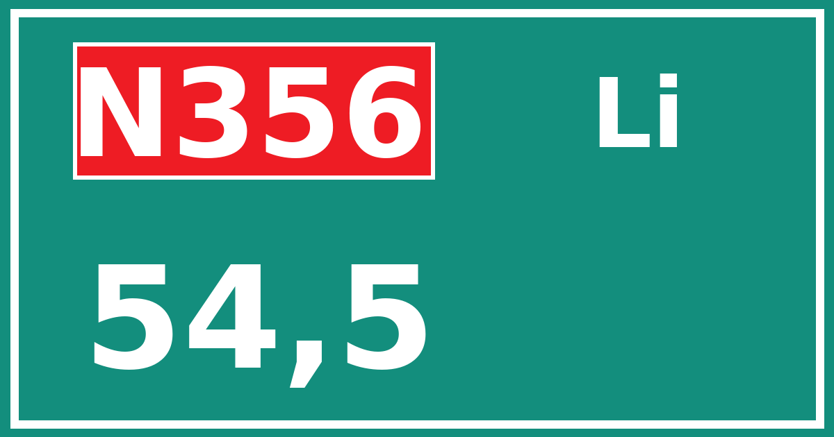 Hectometerbord N356 54,5 zijde Li