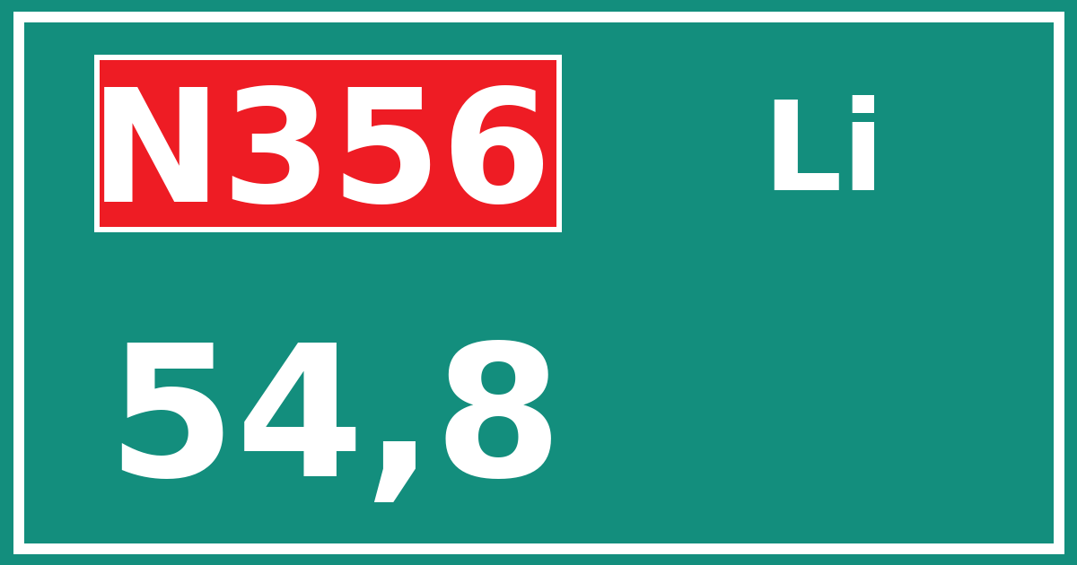 Hectometerbord N356 54,8 zijde Li