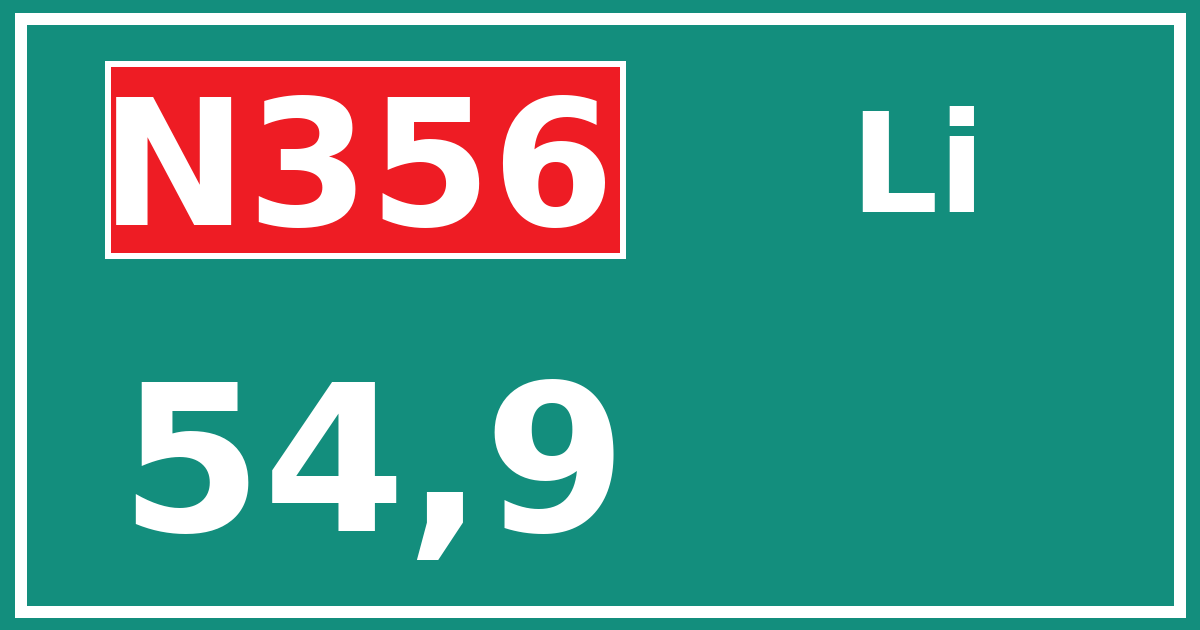 Hectometerbord N356 54,9 zijde Li
