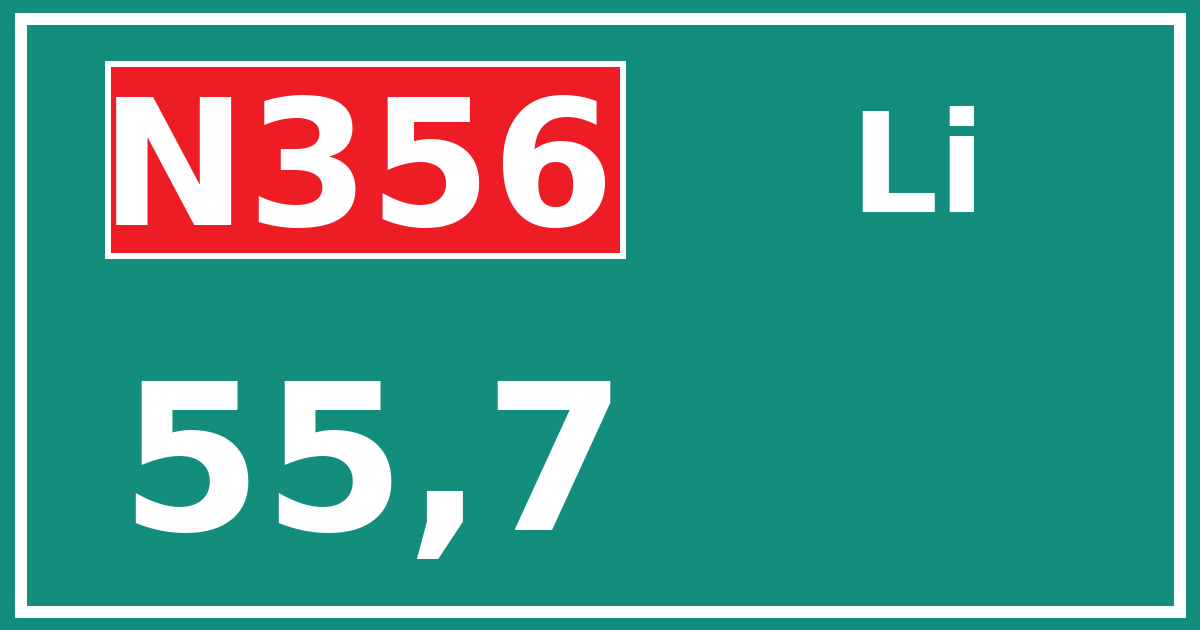 Hectometerbord N356 55,7 zijde Li