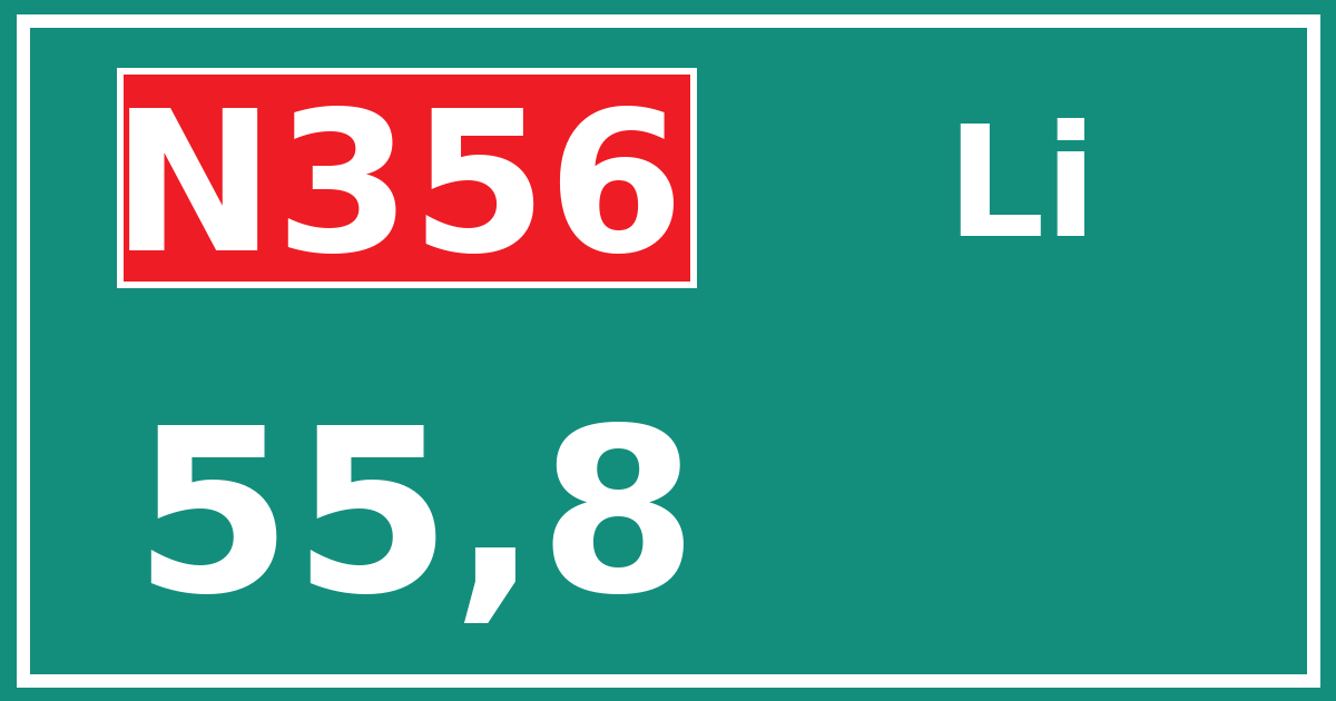 Hectometerbord N356 55,8 zijde Li