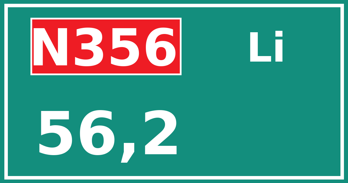 Hectometerbord N356 56,2 zijde Li