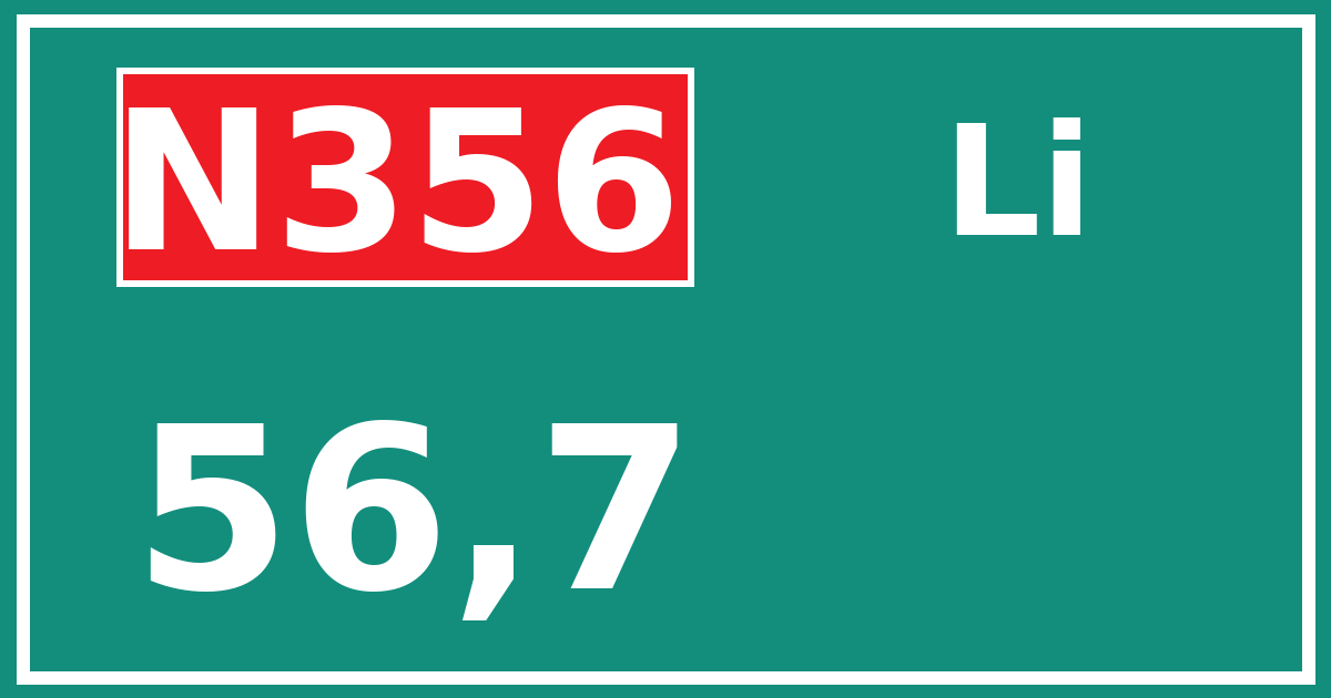 Hectometerbord N356 56,7 zijde Li