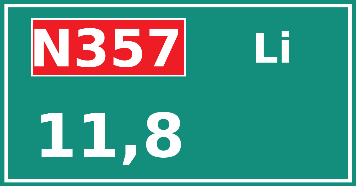 Hectometerbord N357 11,8 zijde Li