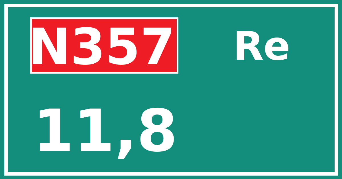 Hectometerbord N357 11,8 zijde Re
