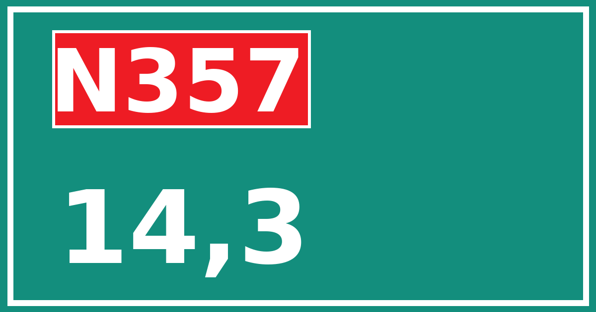 Hectometerbord N357 14,3