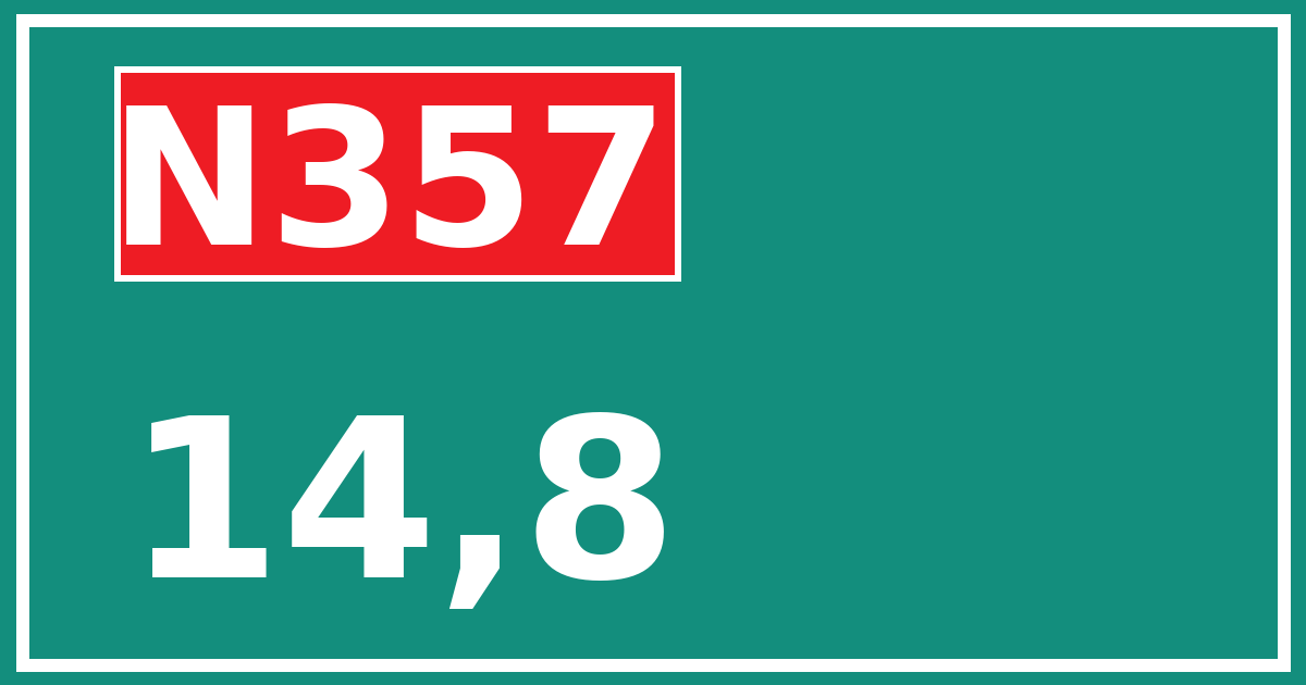 Hectometerbord N357 14,8