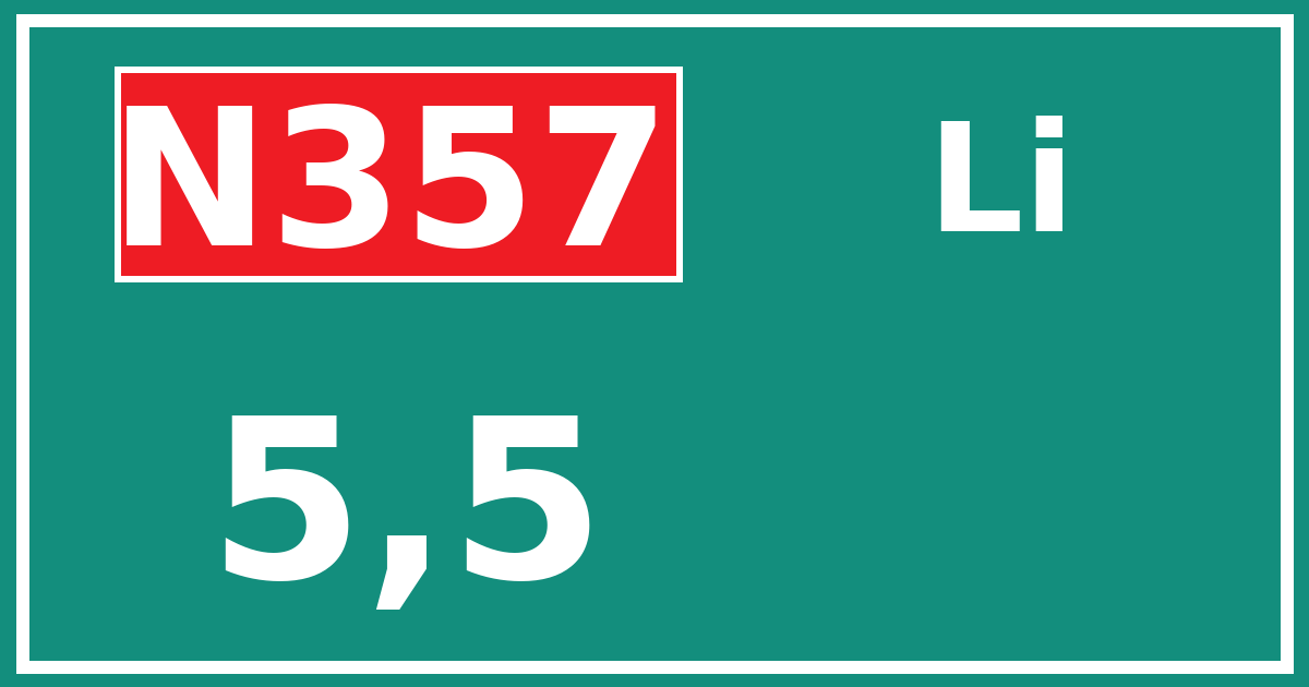 Hectometerbord N357 5,5 zijde Li