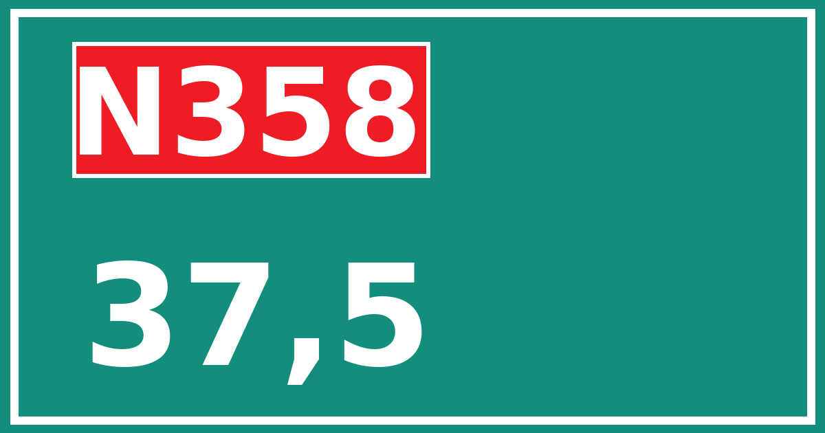 Hectometerbord N358 37,5