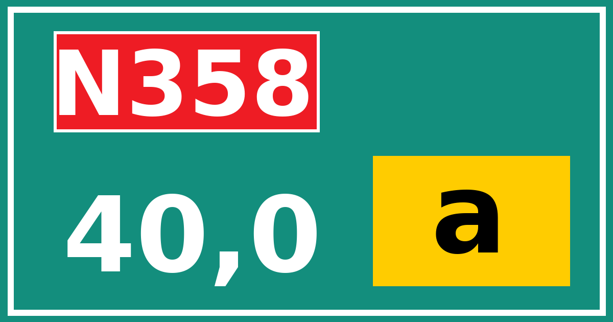 Hectometerbord N358 40,0 letter a