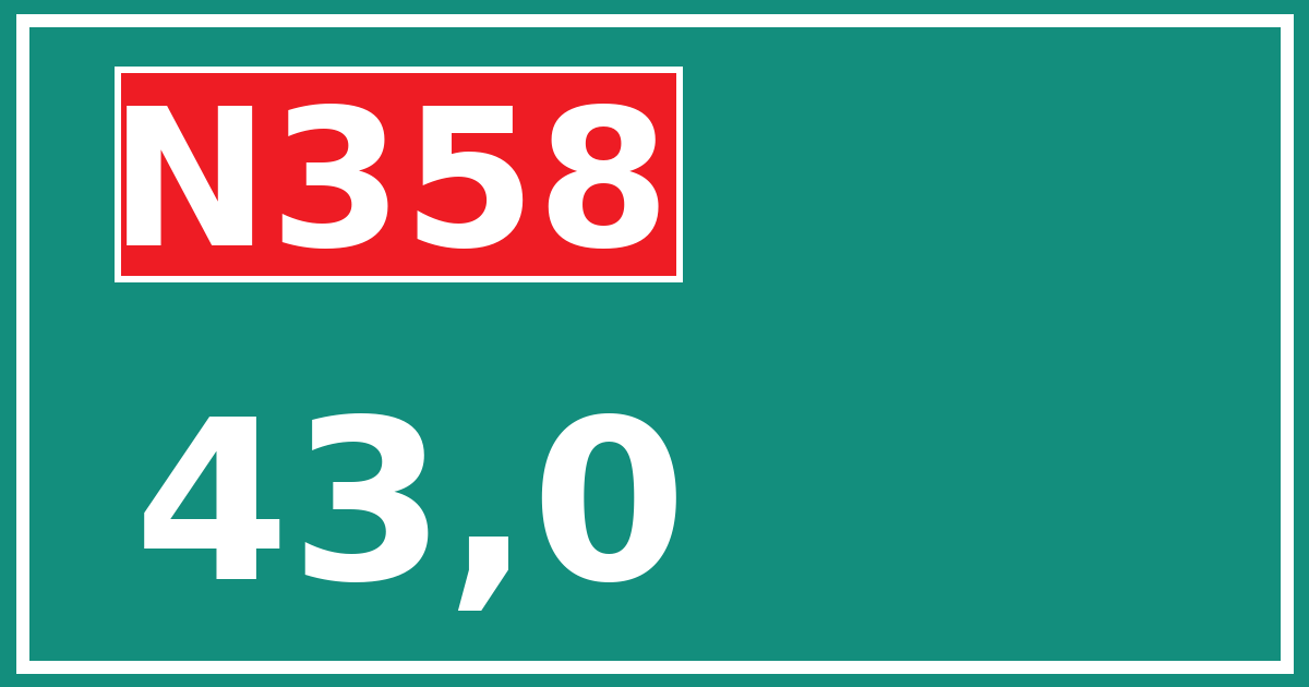 Hectometerbord N358 43,0