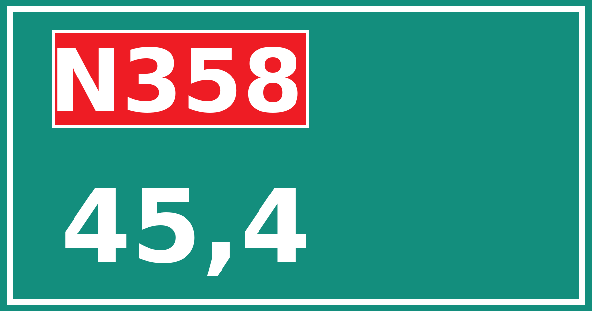 Hectometerbord N358 45,4