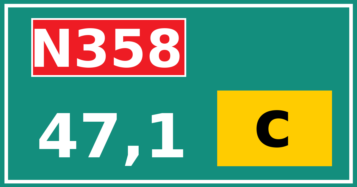 Hectometerbord N358 47,1 letter c