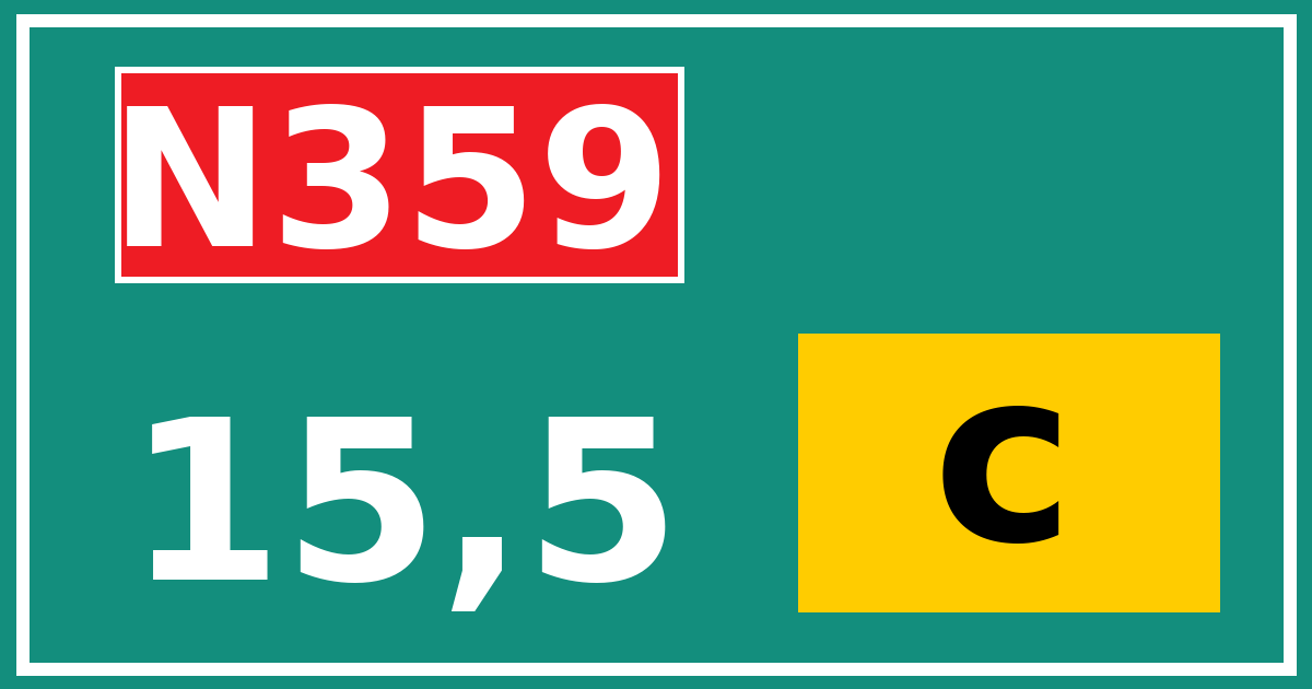 Hectometerbord N359 15,5 letter c