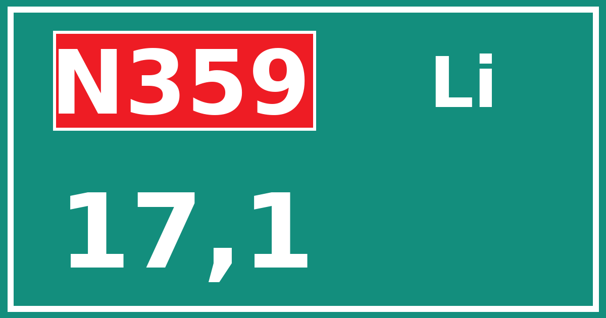 Hectometerbord N359 17,1 zijde Li