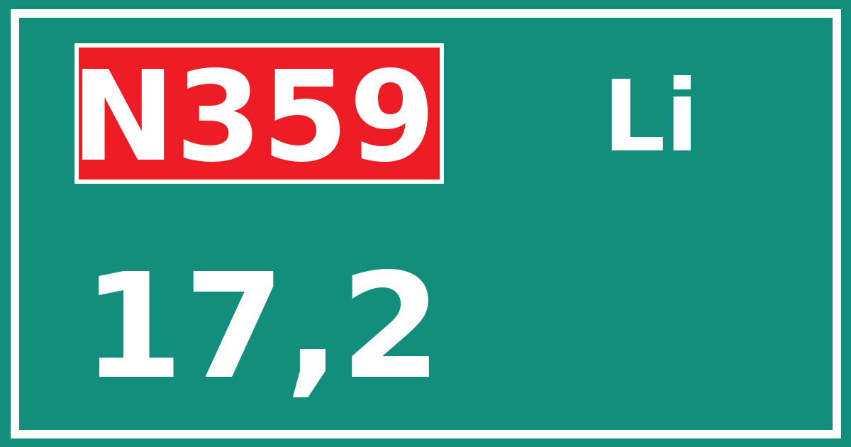 Hectometerbord N359 17,2 zijde Li