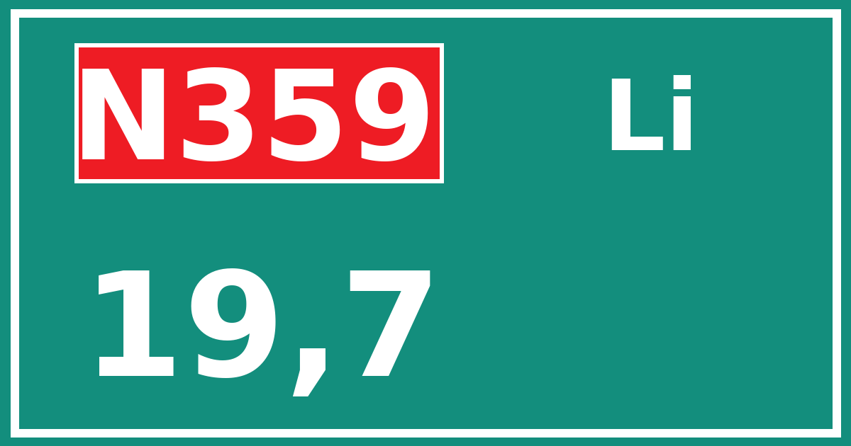 Hectometerbord N359 19,7 zijde Li