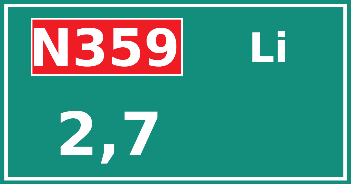 Hectometerbord N359 2,7 zijde Li