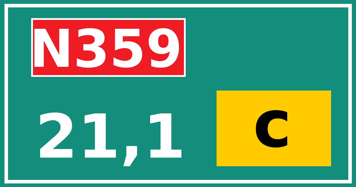 Hectometerbord N359 21,1 letter c