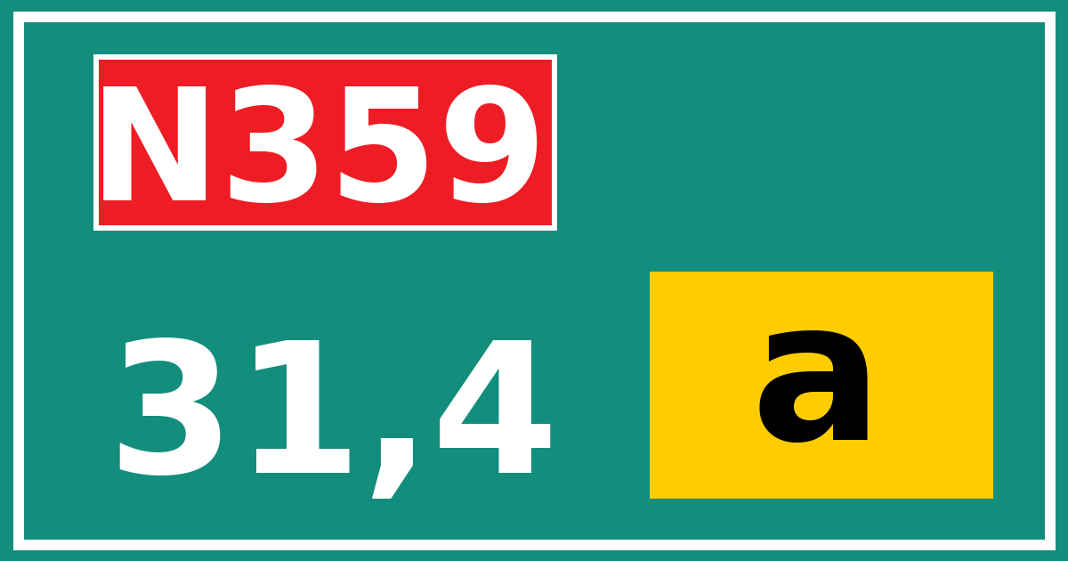 Hectometerbord N359 31,4 letter a