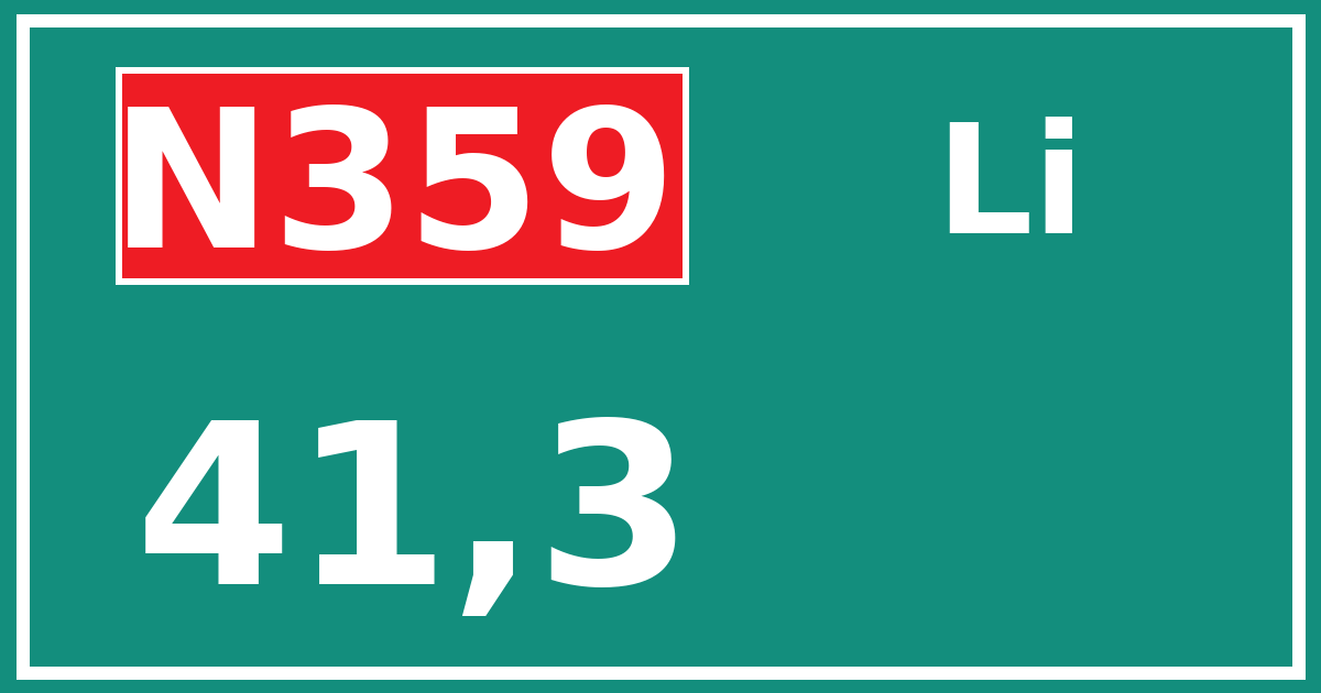 Hectometerbord N359 41,3 zijde Li