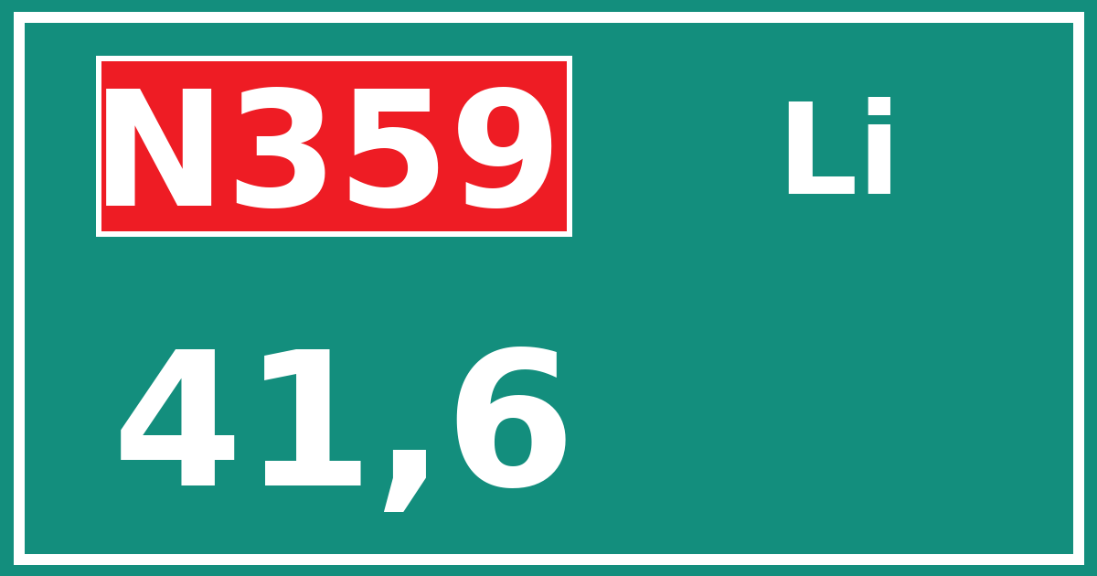 Hectometerbord N359 41,6 zijde Li