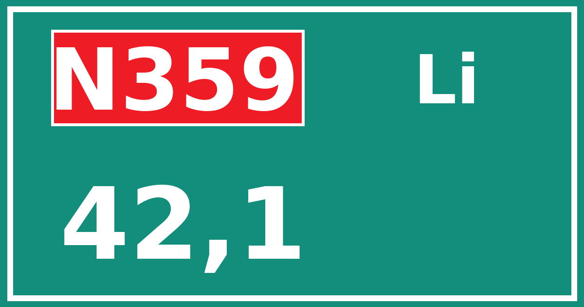 Hectometerbord N359 42,1 zijde Li