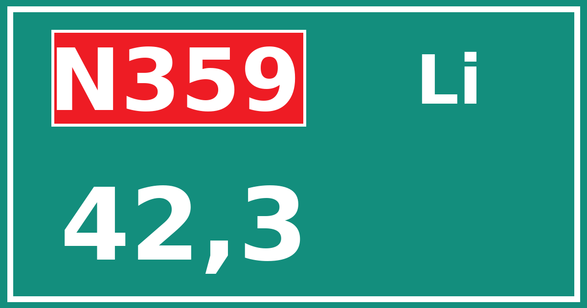 Hectometerbord N359 42,3 zijde Li