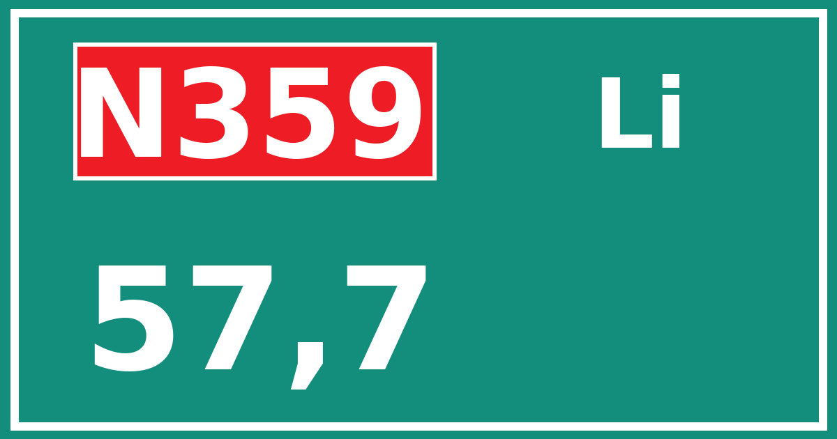 Hectometerbord N359 57,7 zijde Li
