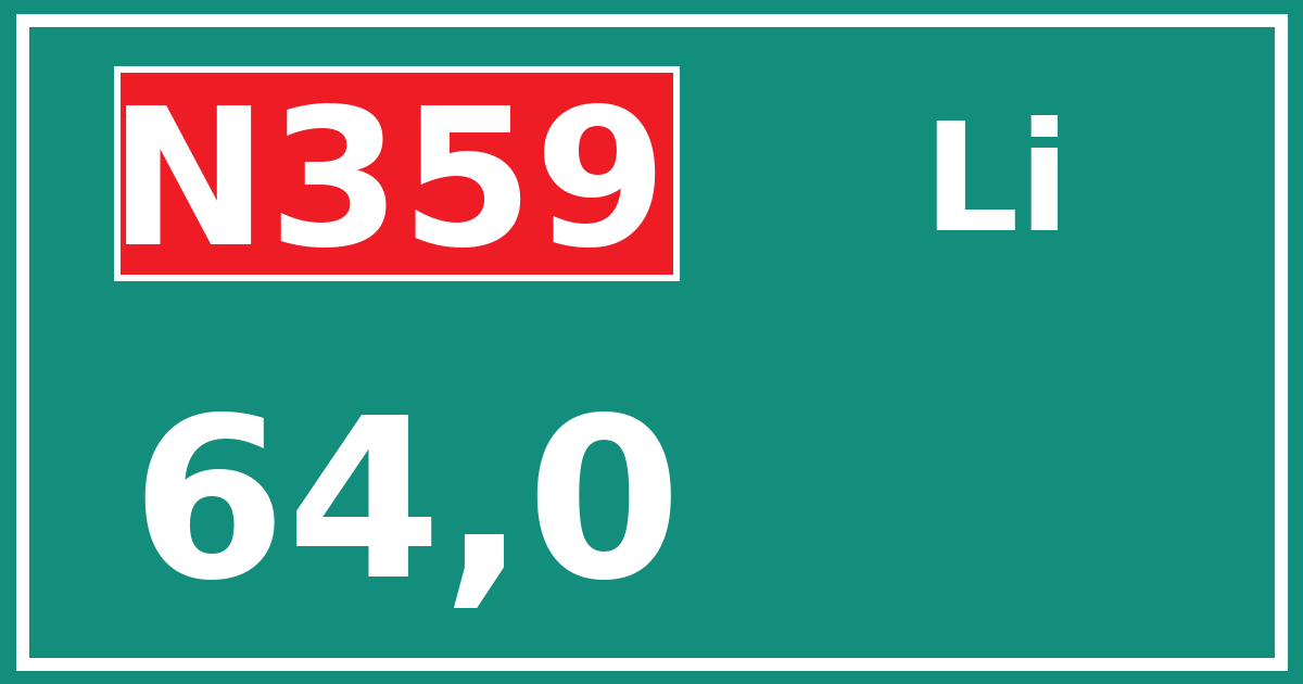 Hectometerbord N359 64,0 zijde Li