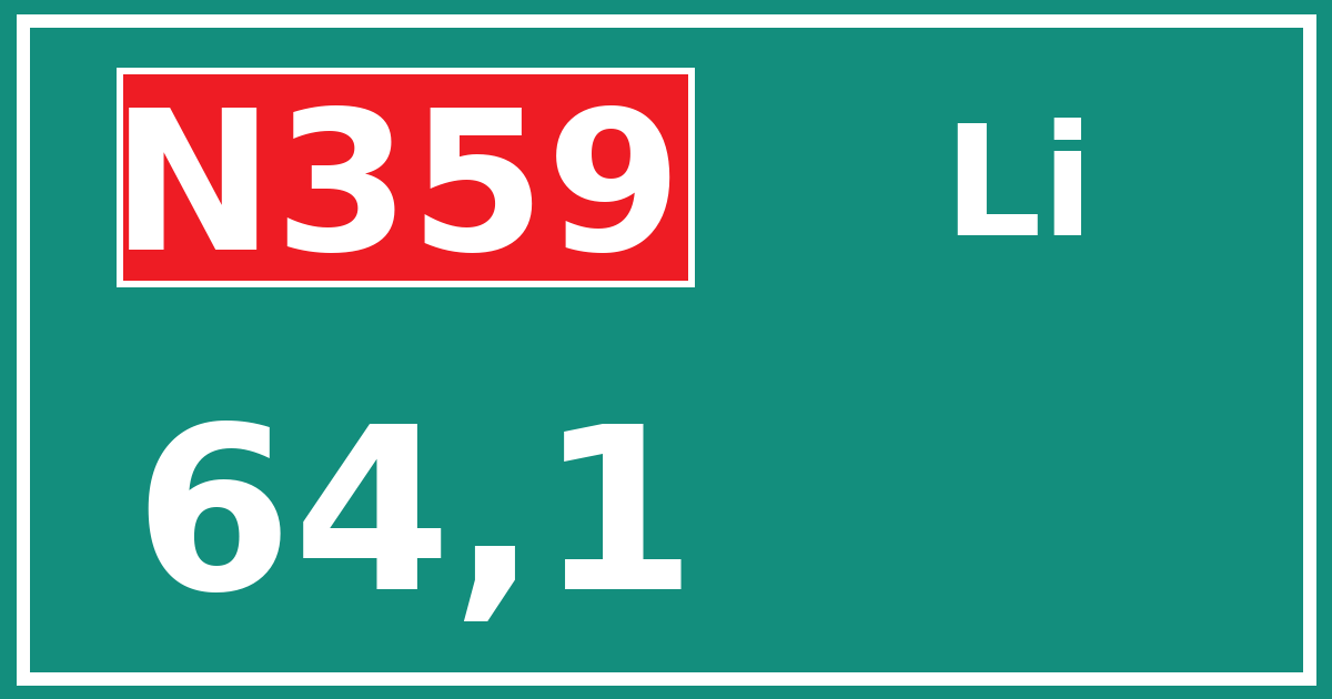 Hectometerbord N359 64,1 zijde Li