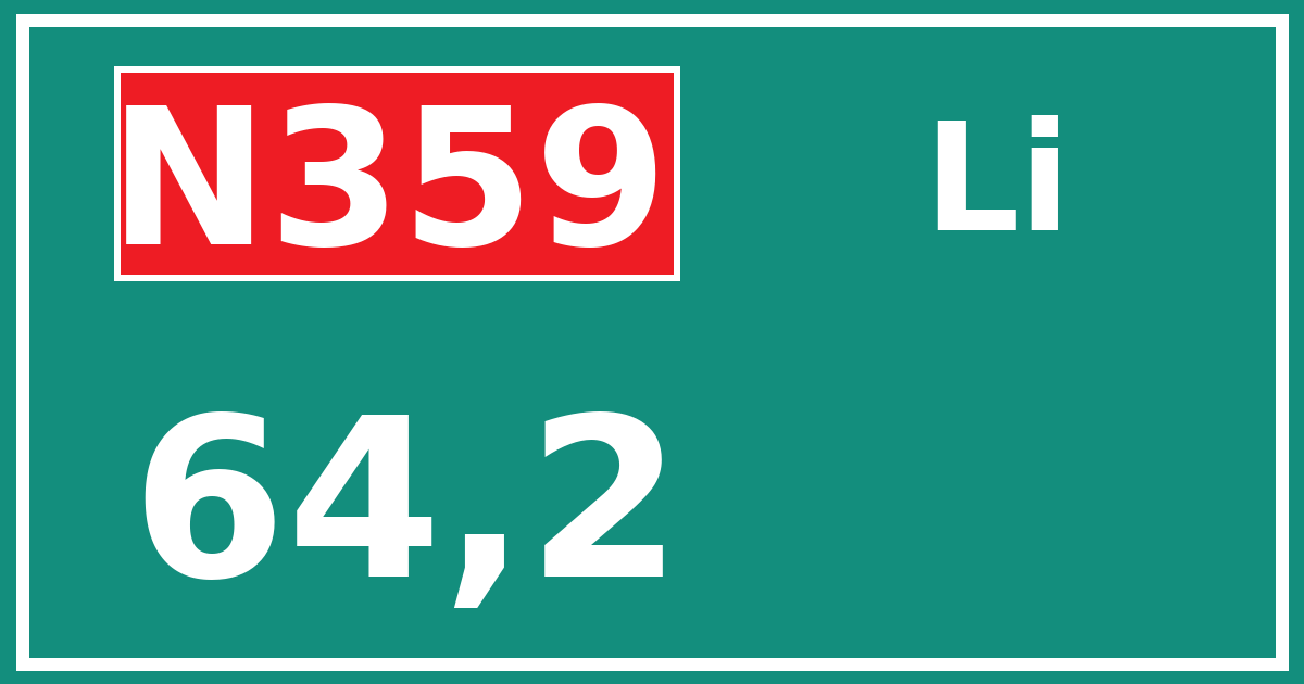 Hectometerbord N359 64,2 zijde Li