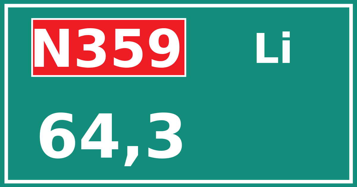 Hectometerbord N359 64,3 zijde Li