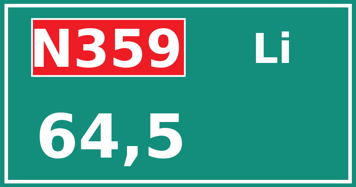 Hectometerbord N359 64,5 zijde Li