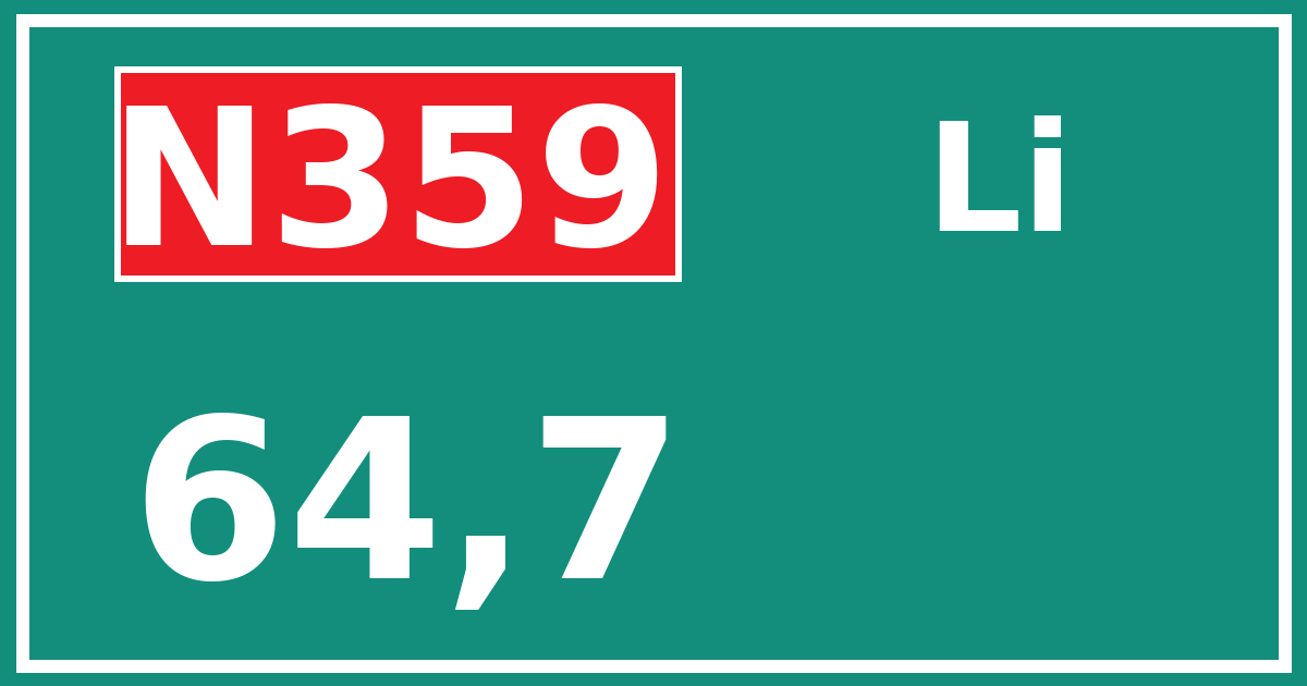 Hectometerbord N359 64,7 zijde Li