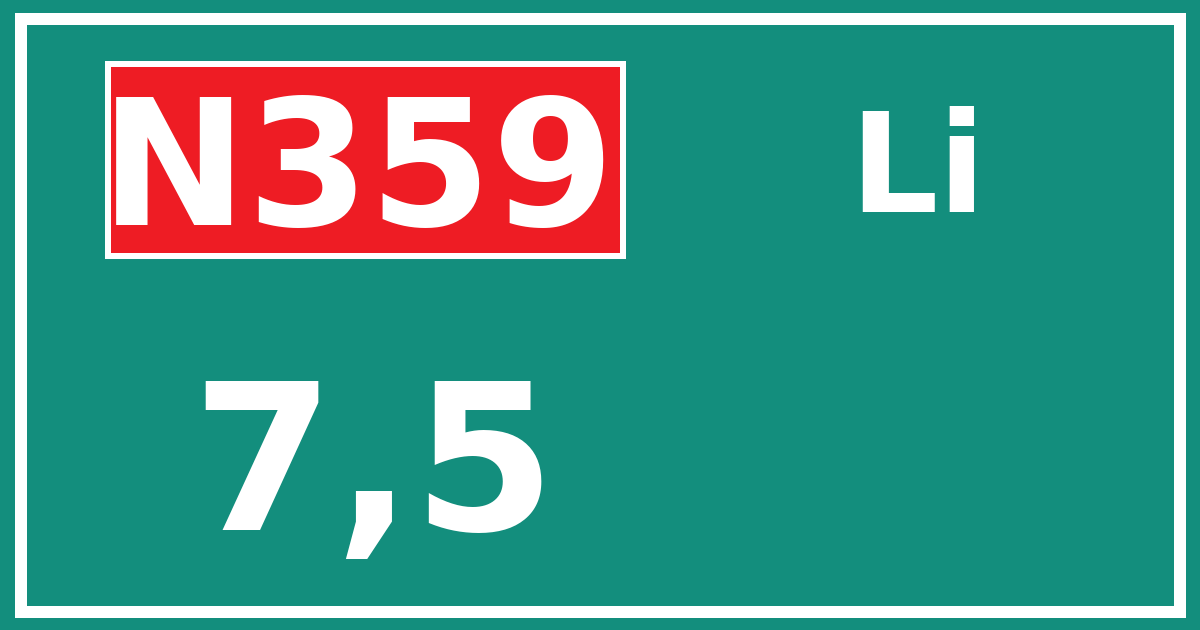 Hectometerbord N359 7,5 zijde Li