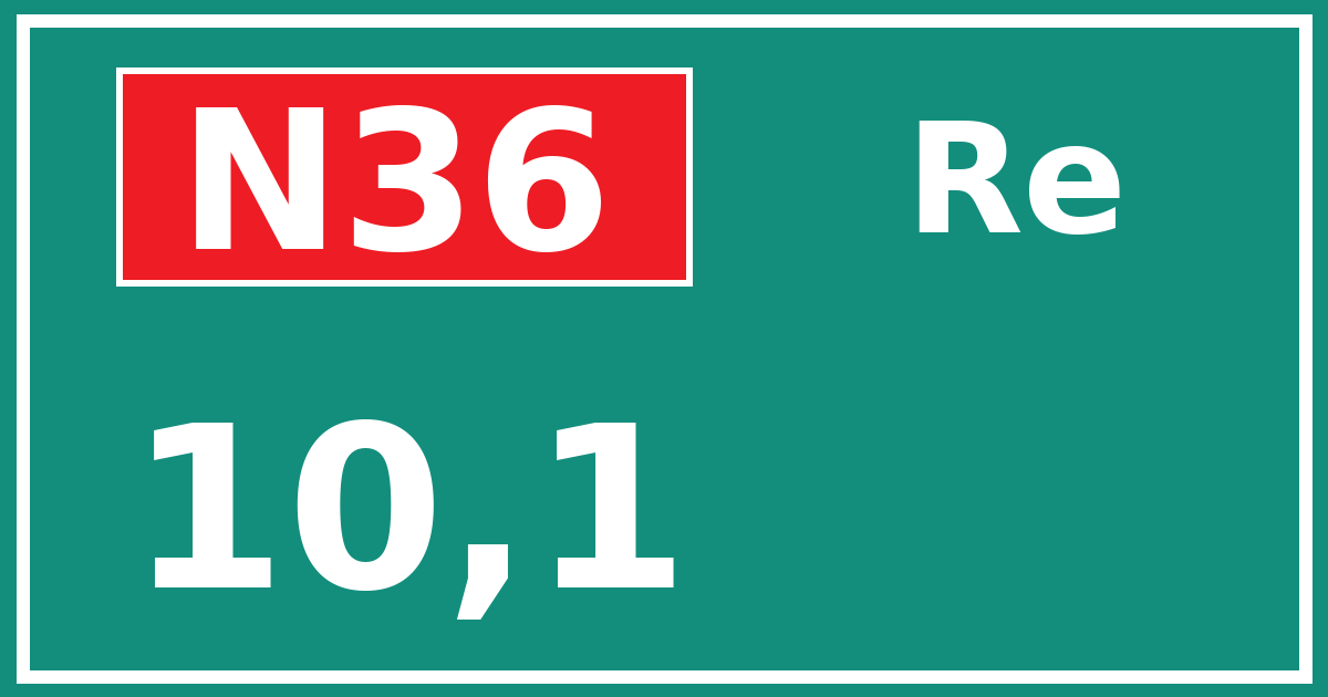 Hectometerbord N36 10,1 zijde Re