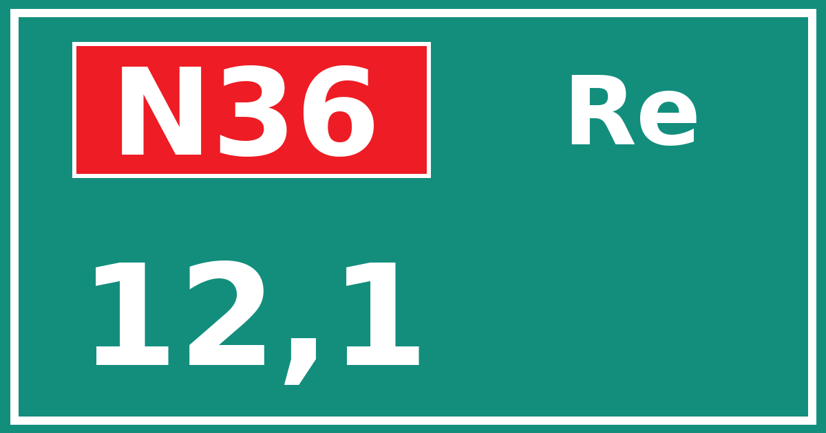 Hectometerbord N36 12,1 zijde Re